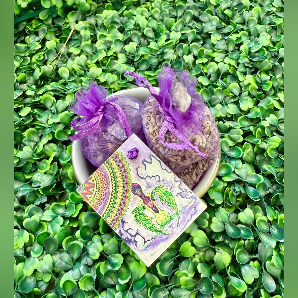 Gift Set – Moroccan Grey Ceramic Bowl with Amethyst & Lavender Bath Tea Bags